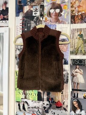 The Children's Place Brown Faux Fur Sleeveless Zip Vest